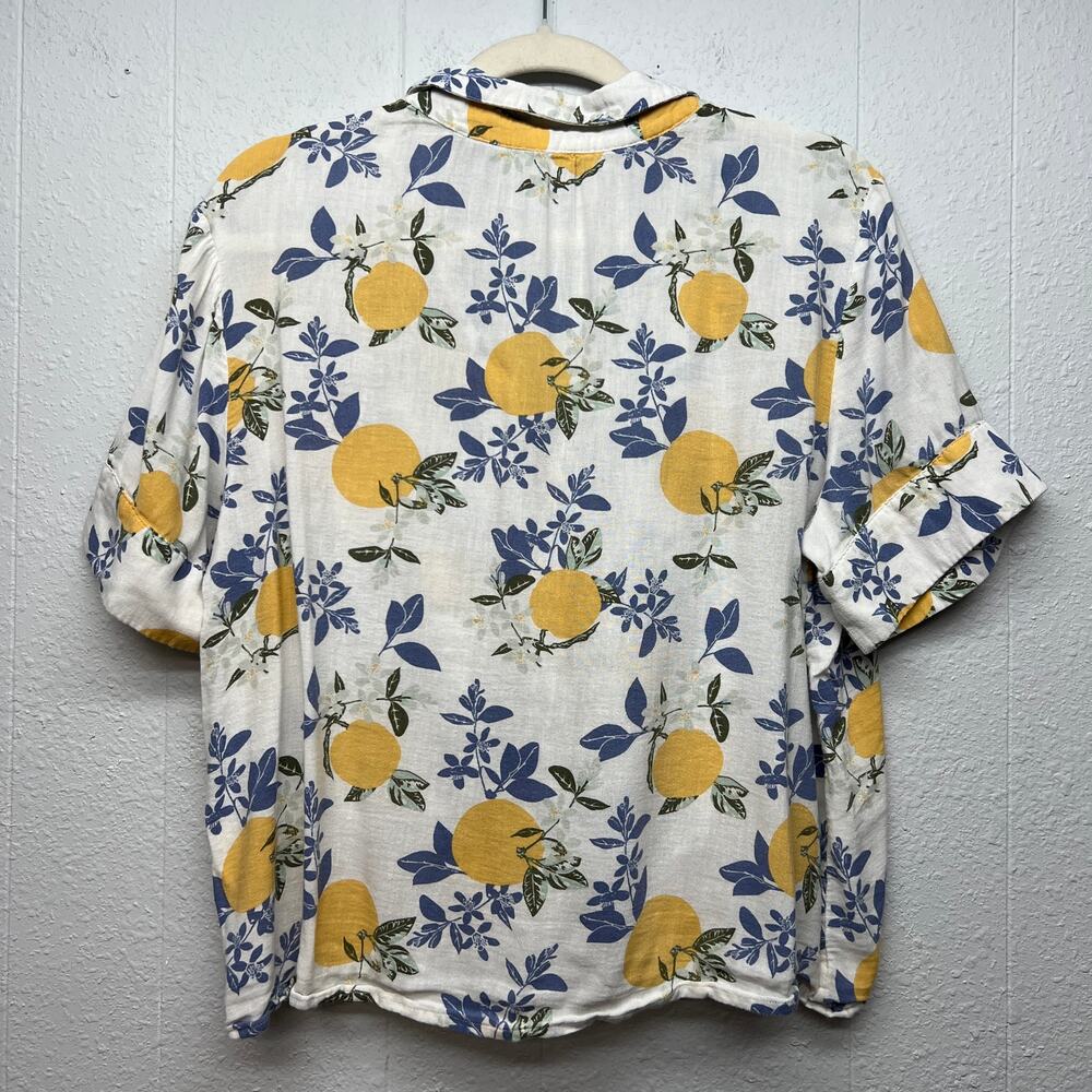 Dip Lemon Floral Printed Button Tie Front Shirt Women Large Beachy Boho Coastal - Picture 8 of 13